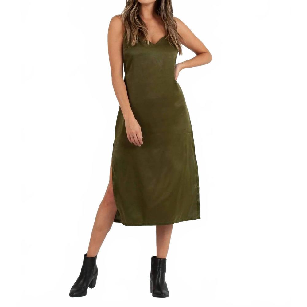 NEW LUCCA sierra satin back tie dress in moss